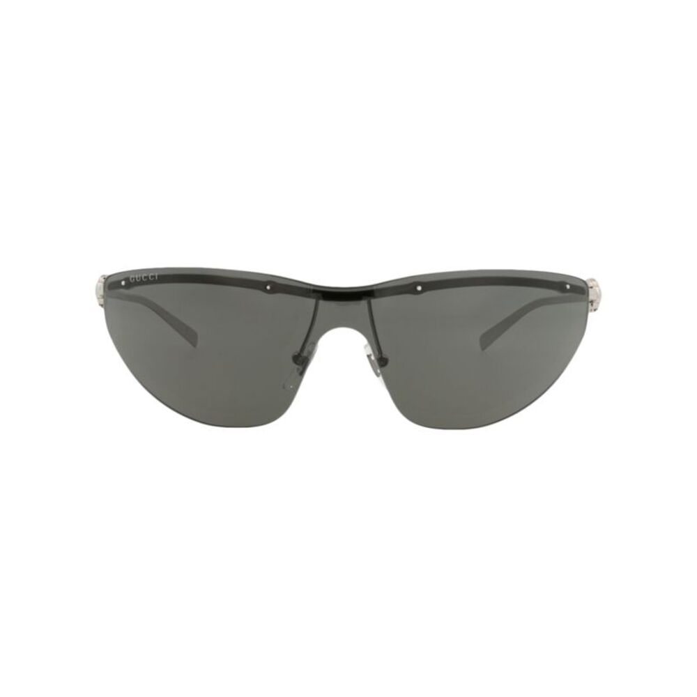 Gucci Shield-Frame Metal Sunglasses Silver Womens